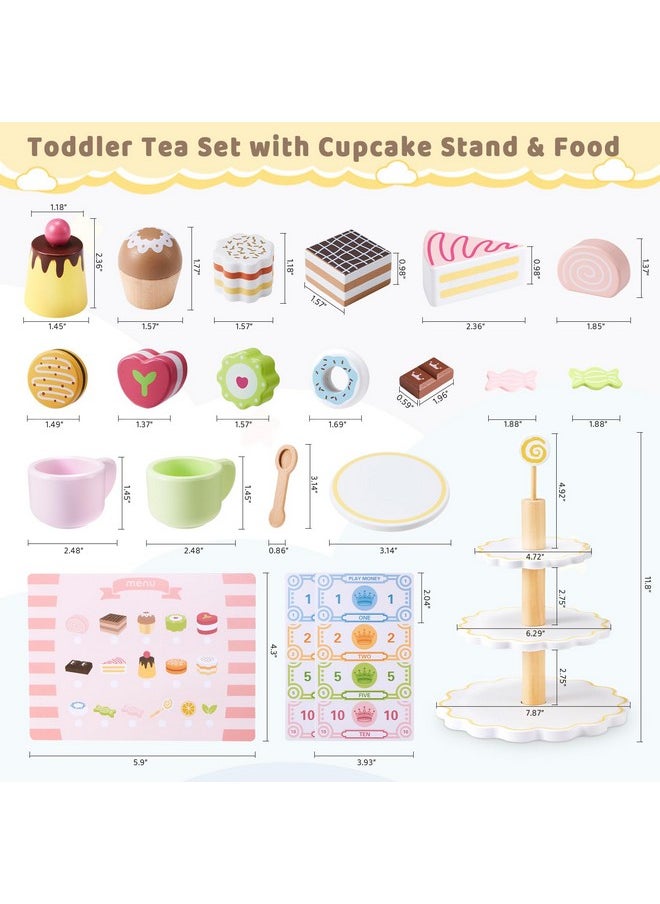 N Tea Party Set For Little Girls, Ehome Princess Tea Time Toy Including Dessert Tray Cake, 31Pcs Kids Dessert Toys Pretend Play For Girls Boys Age 1-6