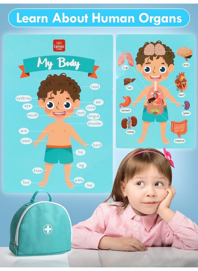 Doctor Kit For Kids Realistic, Kids Doctor Kit Wooden, Pretend Doctor Playset For Toddlers 3-5, Medical Kits Toys For Boys Girls, With Stethoscope Syringe Doctor Bag