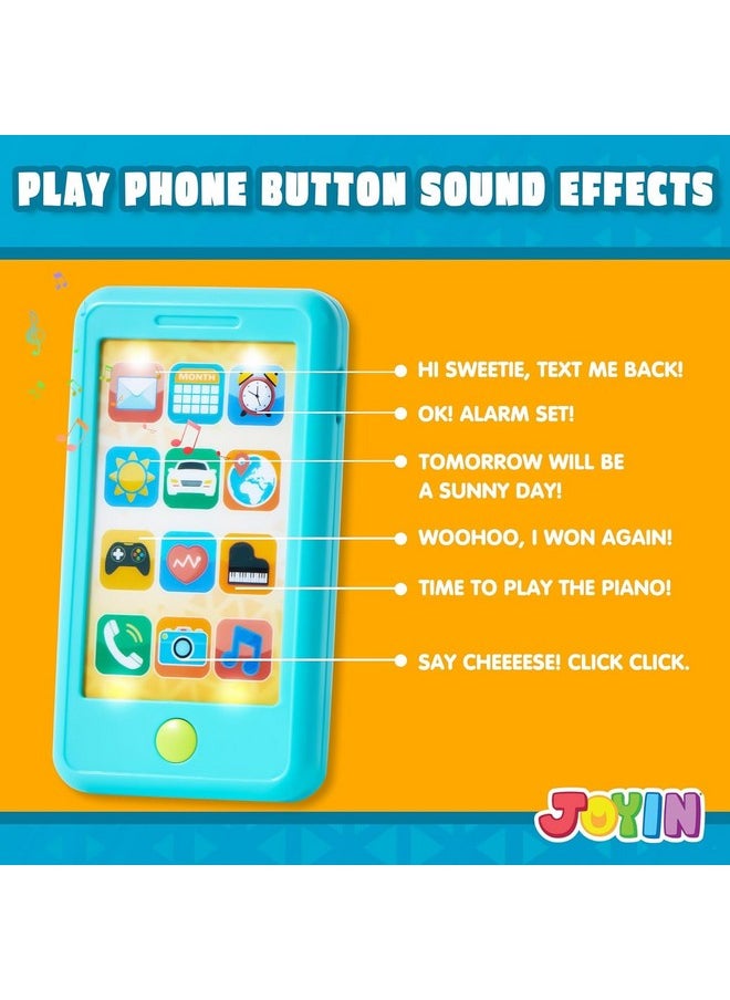 Pretend Toddler Play Phone, Learning Toy Phone Set,Keyfob Key Toy And Credit Cards Set, Kids Cellphone Toys, Girls Boys Birthday Gifts For 1 2 3 Year Old,Baby Blue, Kids Presents Toys