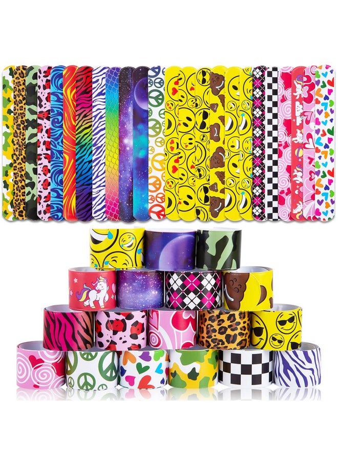 Kids Slap Bracelets, 48Pcs Slap Wristbands Snap Bracelets Emotions Camouflage Leopard Print Galaxy For Kids Party Favors Classroom Prizes Birthday Gifts