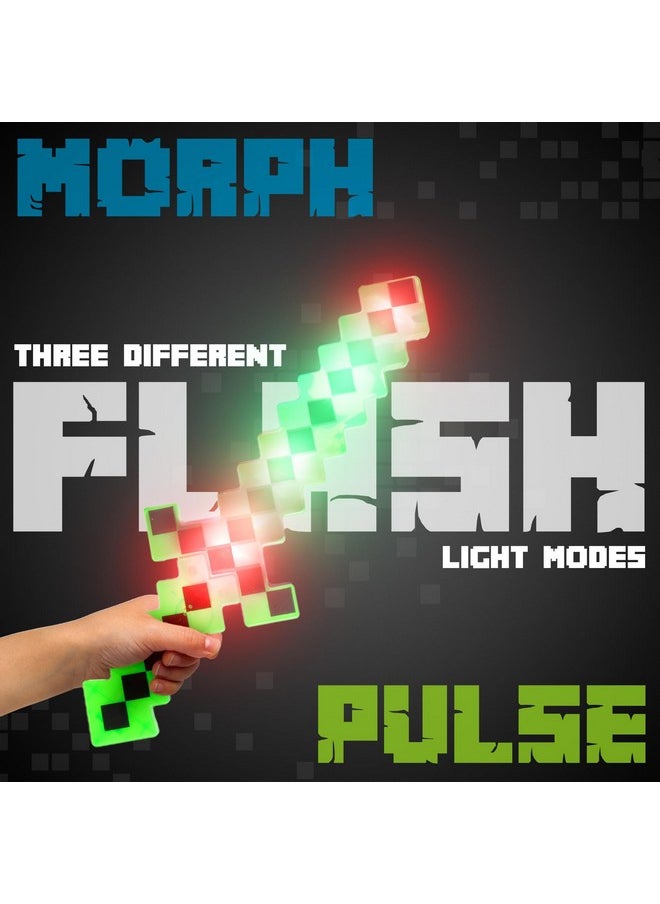 Led Light Up Pixel 8-Bit Toy Sword For Kids (Green, 18