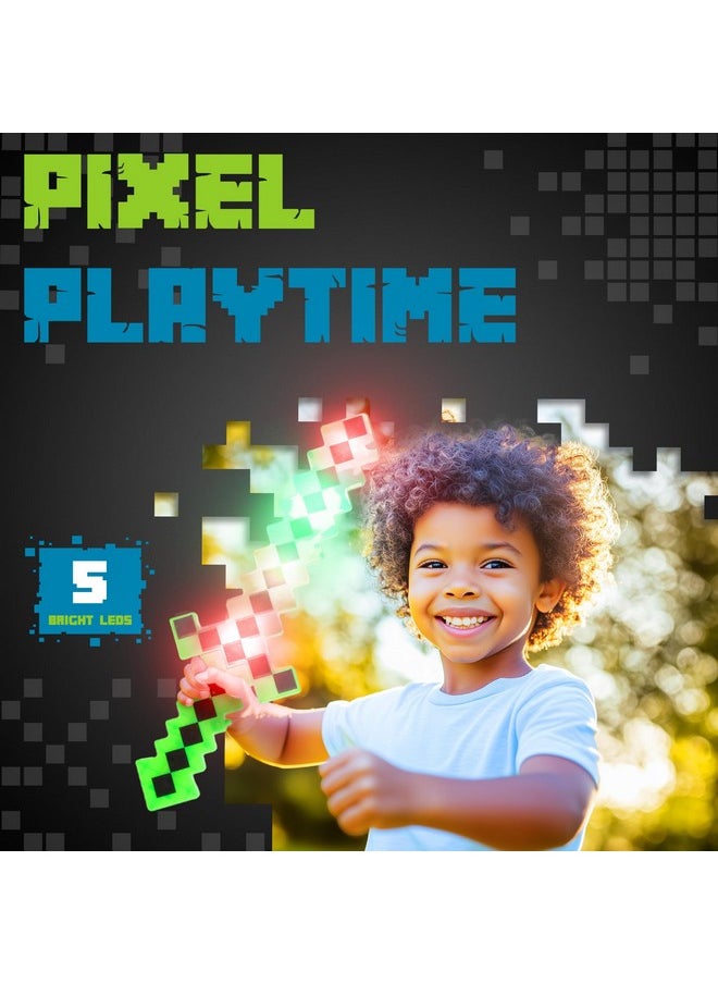 Led Light Up Pixel 8-Bit Toy Sword For Kids (Green, 18