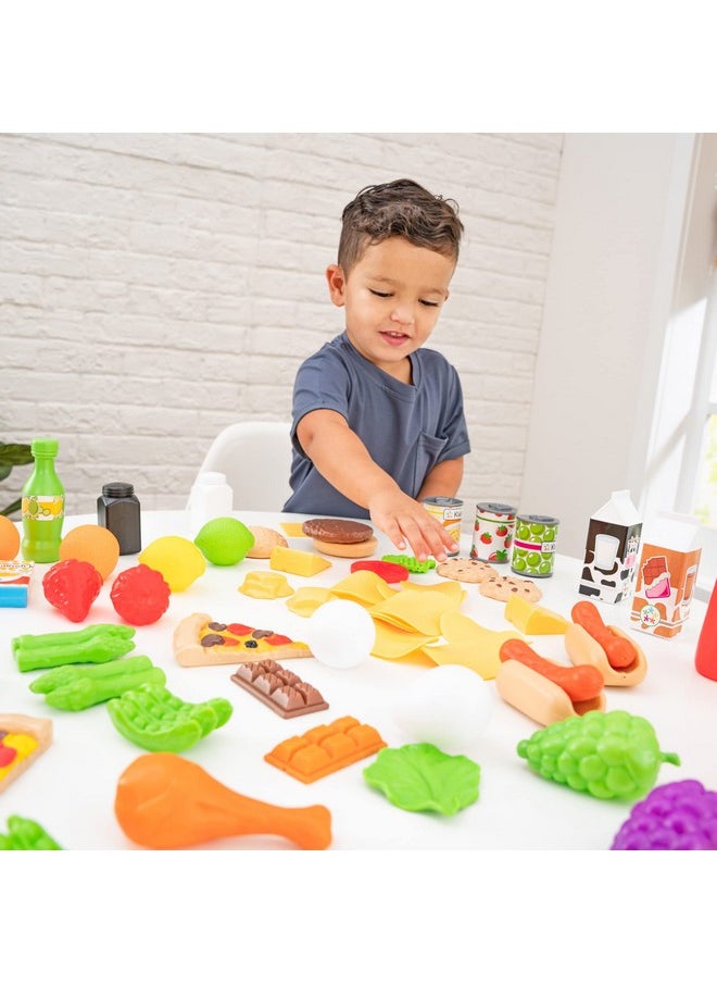 115-Piece Deluxe Tasty Treats Pretend Play Food Set, Plastic Grocery And Pantry Items, Gift For Ages 3+