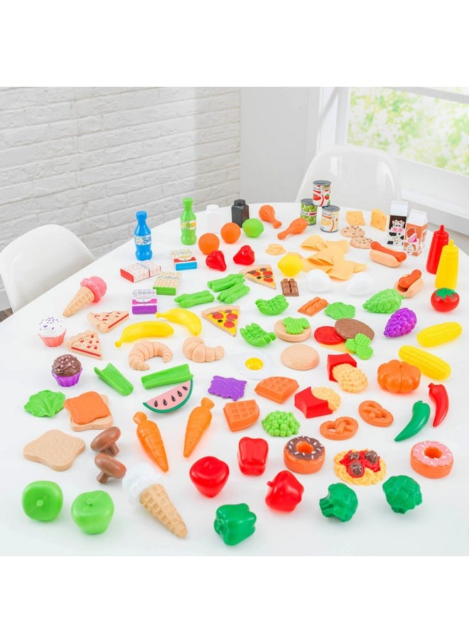 115-Piece Deluxe Tasty Treats Pretend Play Food Set, Plastic Grocery And Pantry Items, Gift For Ages 3+