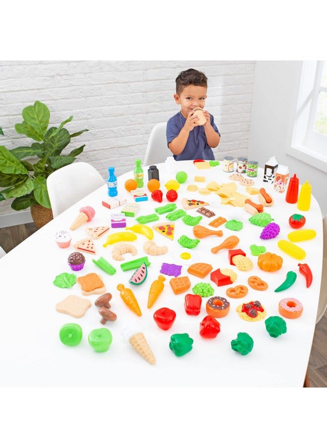 115-Piece Deluxe Tasty Treats Pretend Play Food Set, Plastic Grocery And Pantry Items, Gift For Ages 3+