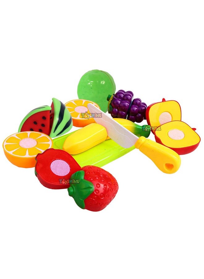 Realistic Sliceable 7 Pcs Fruits Cutting Play Toy Set, Can Be Cut In 2 Parts, Assorted