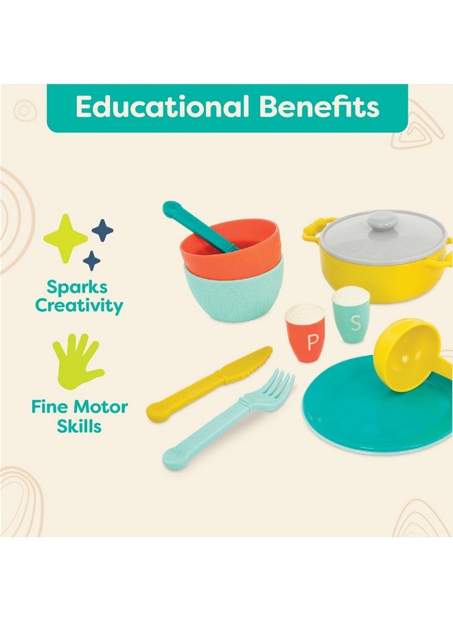 - Play Kitchen Accessories - Cookware, Dishes, Utensils - 33-Piece Play Set For Kids - Pretend Play Toys - 3 Years + - Mini Chef Kitchen Set