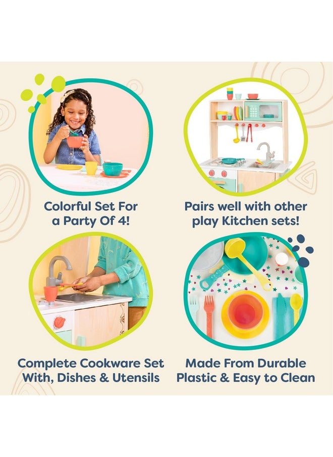 - Play Kitchen Accessories - Cookware, Dishes, Utensils - 33-Piece Play Set For Kids - Pretend Play Toys - 3 Years + - Mini Chef Kitchen Set