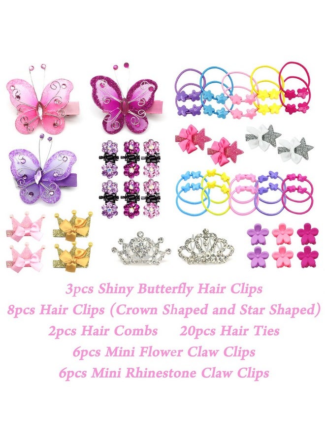 Little Girl Kids Wood Jewelry Box And 75 Pieces Girl Princess Jewelry Dress Up Accessories Toy Playset Set