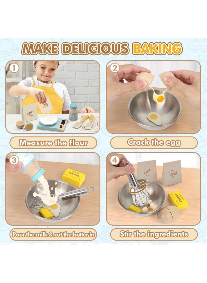 Play Food Set For Kids Kitchen, Play Kitchen Accessories Wooden, Kids Baking Set For Boys, Toys Cupcakes And Cookie Maker For Kids, Preschool Cooking Toys For Toddlers Boys Girls Ages 3+