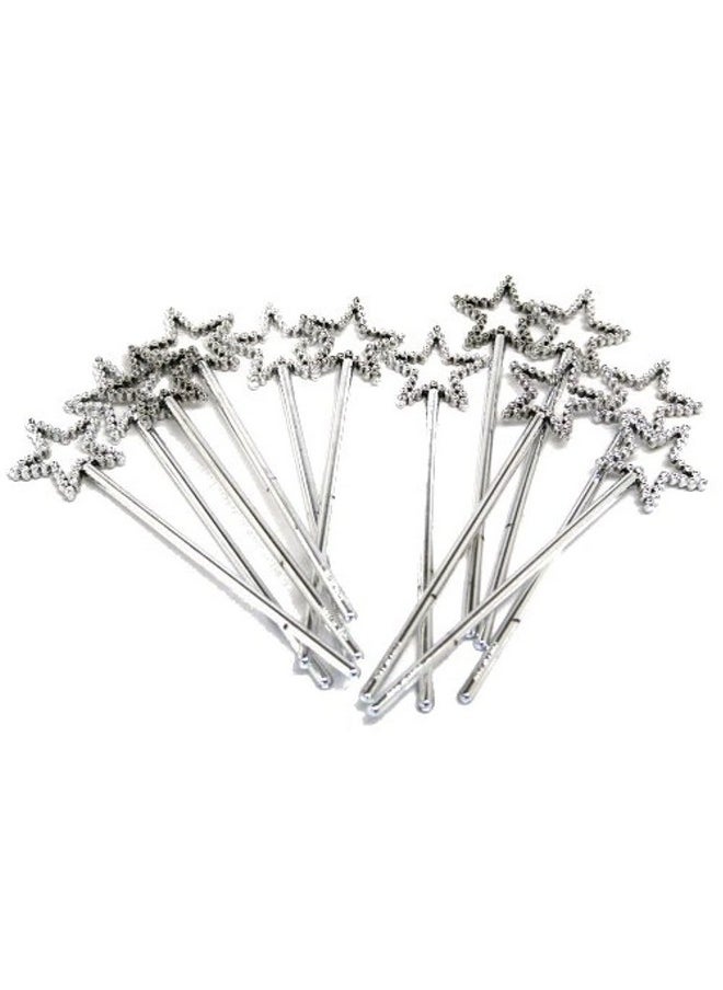 Mini Sequin Star Wands | Silver | Pack Of 12