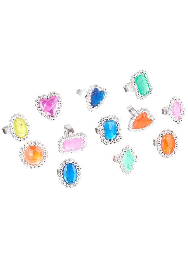 Plastic Jewel Rings, 24 Count Assortment