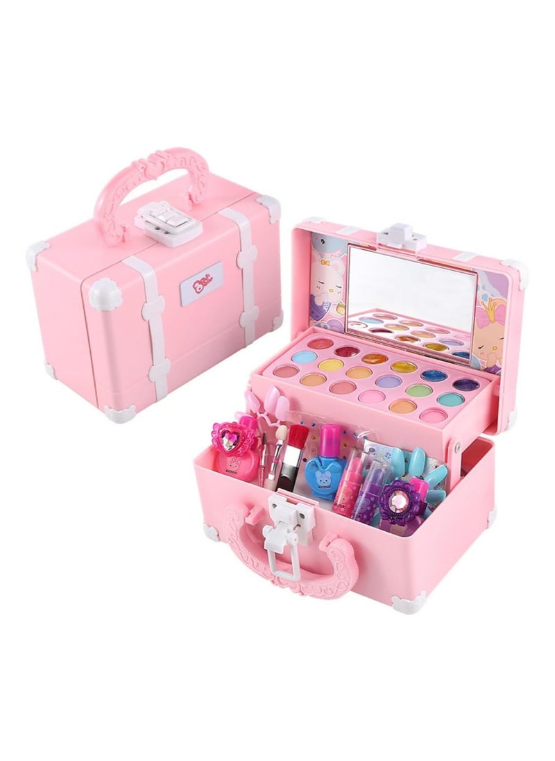 Kids Makeup Kit for Girls Cosmetic Beauty Set Portable Makeup Kit with Storage Case Washable and Nontoxic Cosmetic Toys for Girls Gift