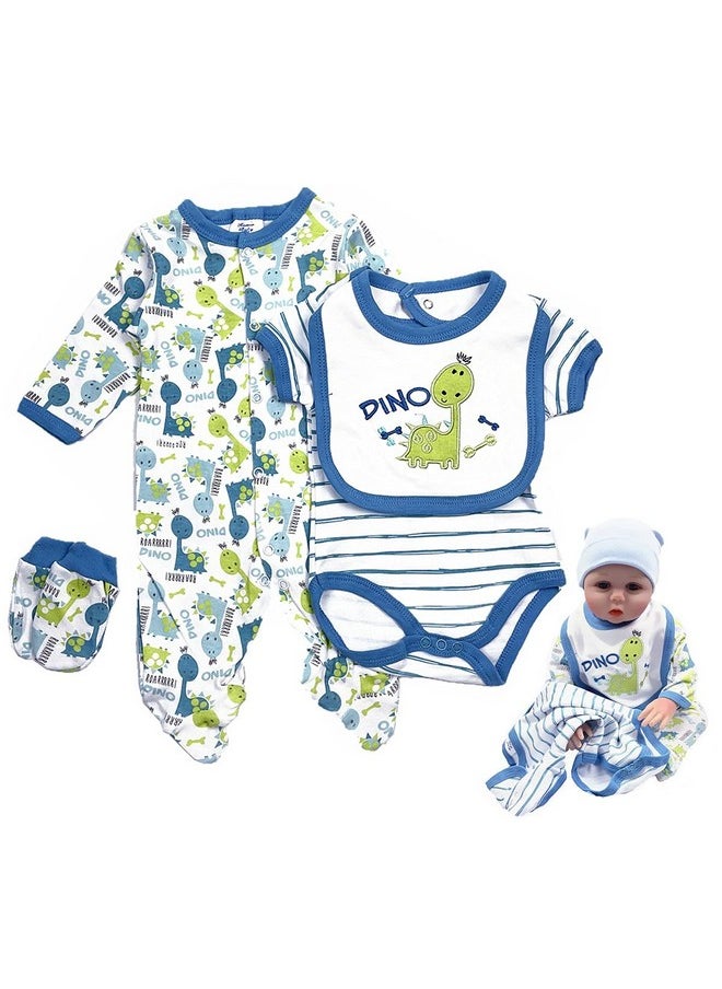 Reborn Baby Dolls Boy Clothes 22 Inch 5 Pcs Sets Dinosaur Outfit Accessories For 20-22