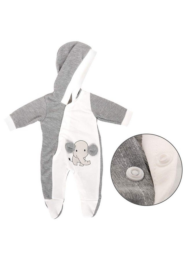 13-15 Inch Baby Doll Clothes Elephant Jumpsuit Outfit 1Pcs For New One Year Old 15 Inch Small Baby Doll Clothes Grey And White Doll Pajamas Clothes