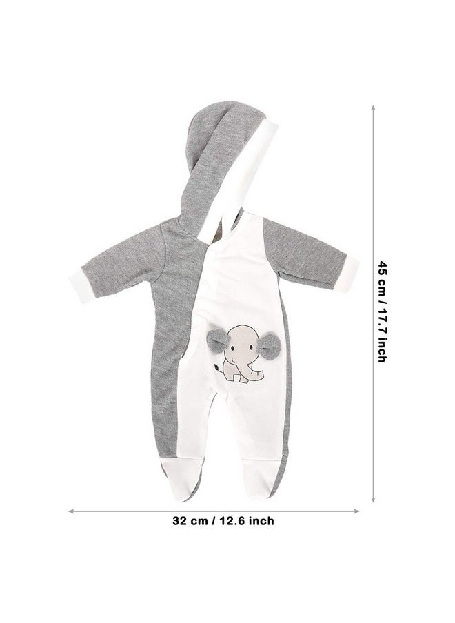 13-15 Inch Baby Doll Clothes Elephant Jumpsuit Outfit 1Pcs For New One Year Old 15 Inch Small Baby Doll Clothes Grey And White Doll Pajamas Clothes