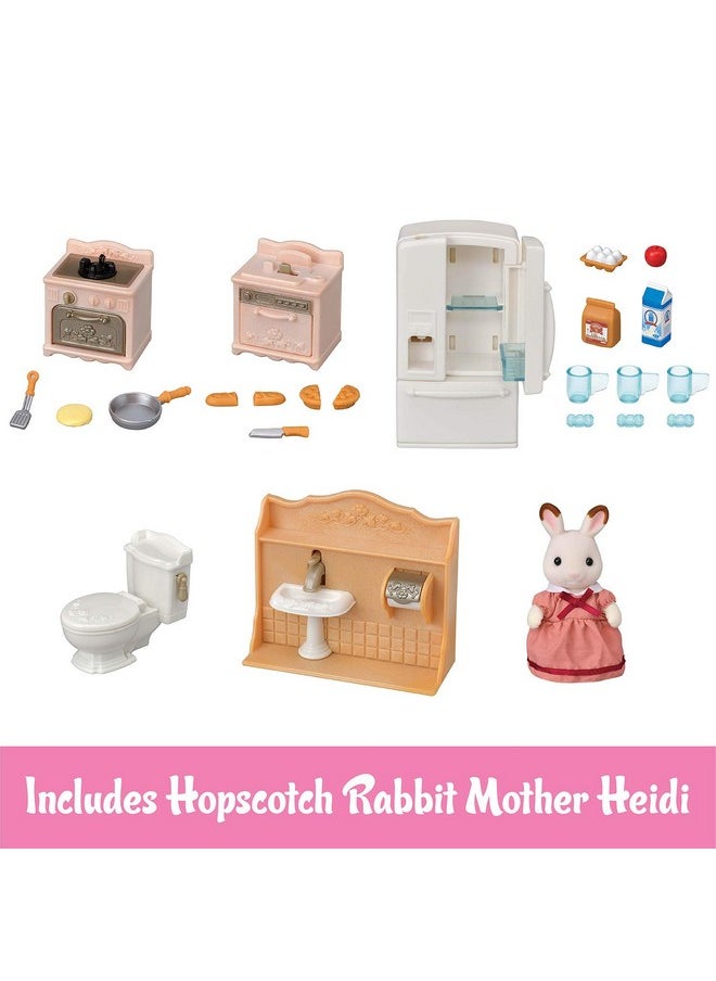Playful Starter Furniture Set - Toy Dollhouse Furniture And Accessories Set With Collectible Figure Included