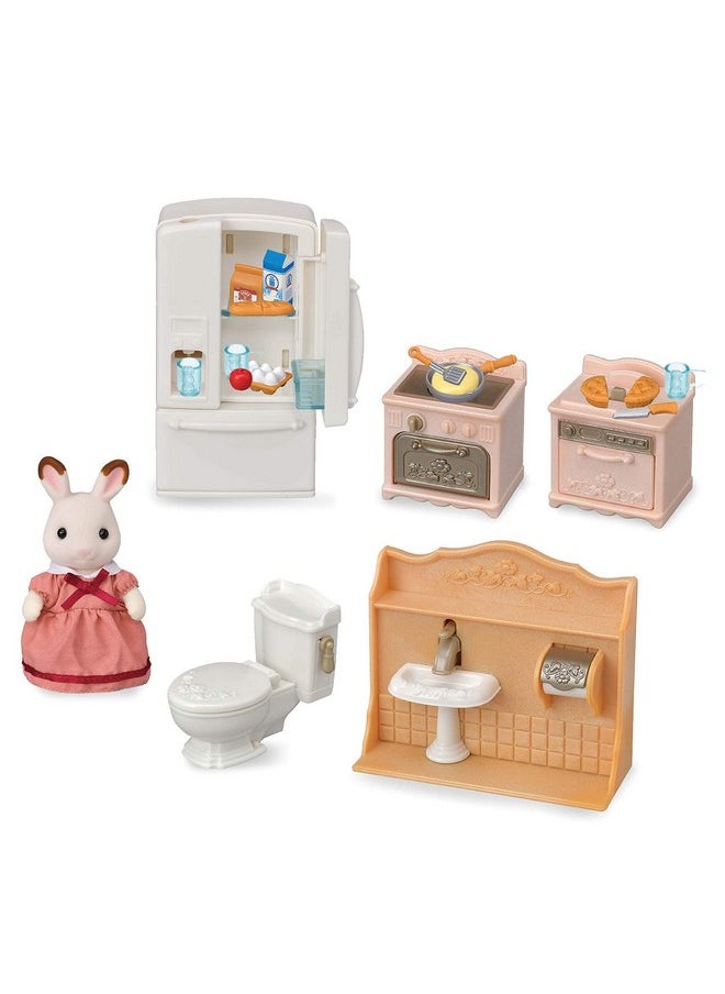 Playful Starter Furniture Set - Toy Dollhouse Furniture And Accessories Set With Collectible Figure Included
