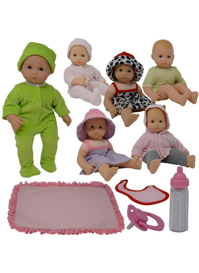 Baby Doll Clothes New Born Baby Doll Outfits For 14 15 And 16 Inch Dolls Includes Doll Accessories Bottle, Pacifier, Blanket And Sets Of Clothing