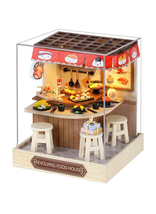 Dollhouse Miniature Diy House Kit Creative Room With Furniture For Romantic Artwork Gift (Revolving Food House)