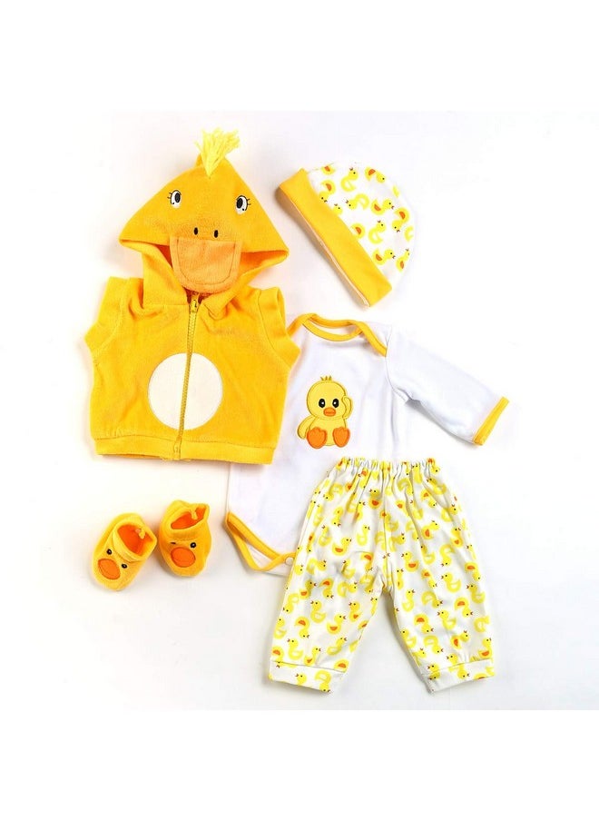 Reborn Baby Dolls Clothes 22 Inch Outfit Accessories Yellow Duck 5Pcs Set For 20-22 Inch Reborn Doll Newborn Girl&Boy