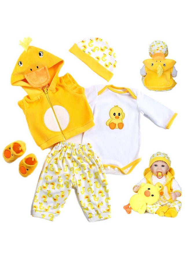 Reborn Baby Dolls Clothes 22 Inch Outfit Accessories Yellow Duck 5Pcs Set For 20-22 Inch Reborn Doll Newborn Girl&Boy