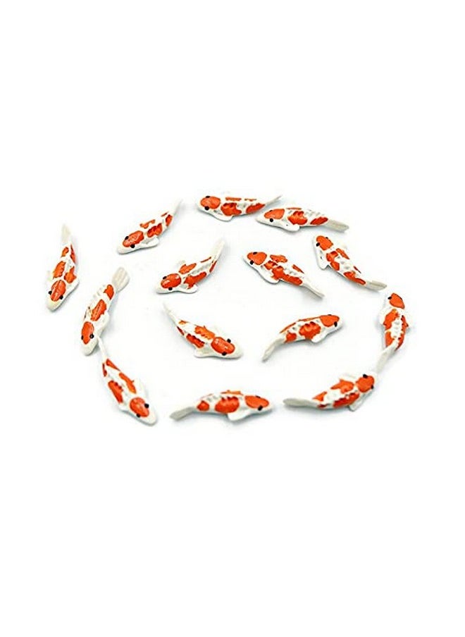 Lot Of 12 Miniature Koi Fish Fairy Garden Supplies Animal Fish Figurine Furniture Dollhouse #Orange & White Color