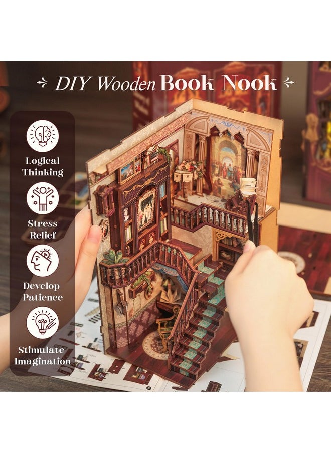 Book Nook Kit - Diy Miniature House Dollhouse Kit For Adults And Teens, 3D Wooden Puzzle Booknook Build Bookshelf Decor, Gifts For Family And Friends (Library Of Wisdom)