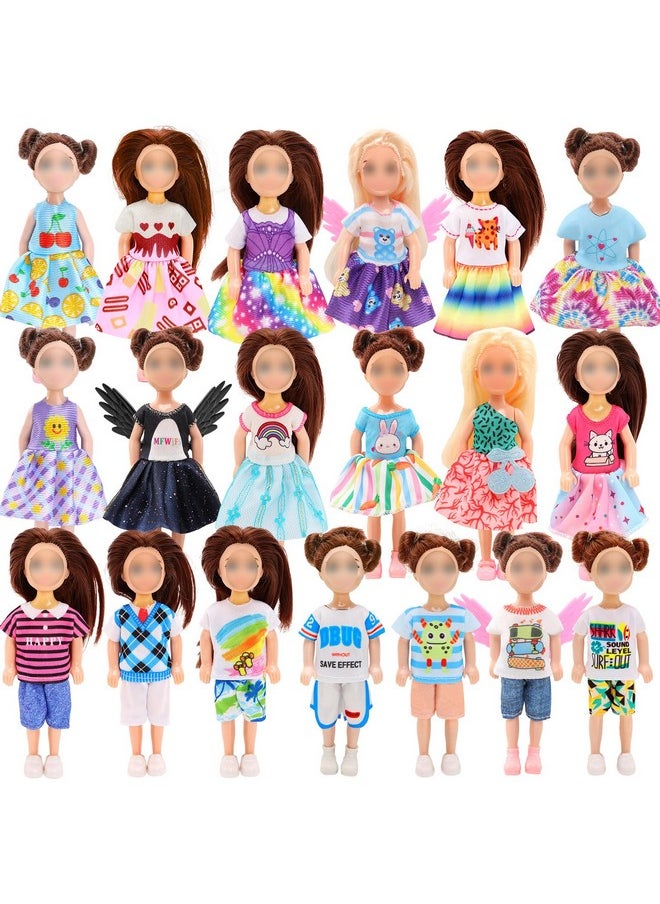25 Pcs 5.3 Inch Girl Doll Clothes Dress Outfits And Shoes For Girl Doll Clothing With 4 Pairs Of Shoes For 4-6 Inch Girl Dolls Clothes And Accessories Doll Top And Pants Doll Wings