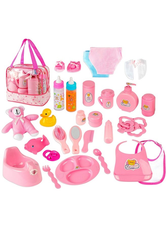 Doll Feeding Set | Set Includes Baby Doll Accessory'S, Doll Diapers, Diaper Bag, Magic Bottles, Potty And Bath Toys | 26 Changing And Other Accessories For 3+ Years Kids
