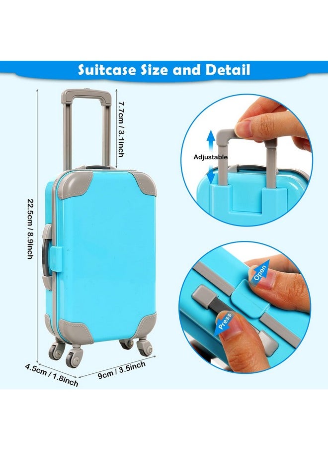 29Pcs Doll Travel Clothes And Accessories Blue Trunk Suitcase 2 Girl Doll Clothes 1 Boy Doll Clothes 8 Life Accessories 12 Wash Accessories Telescope Sunglasses （Not Include Doll）