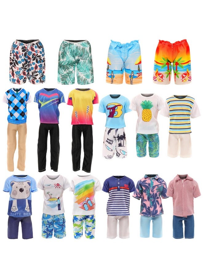 Lot 12 Items Doll Clothes For Boy Doll Include Random 4 Pcs Casual Wear + 5 Pcs Dolls Pants +3 Pairs Of Shoes
