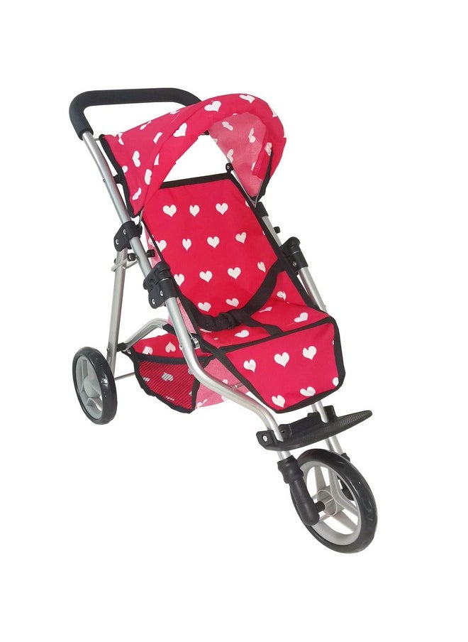 Baby Doll Stroller For Dolls | Play Toy Doll Stroller For Toddlers 3 Year Old Girls Gift | Push Pram Baby Stroller For Dolls, Babydoll Stroller Jogger Baby Carriage For Dolls (Pink Hearts Pattern)