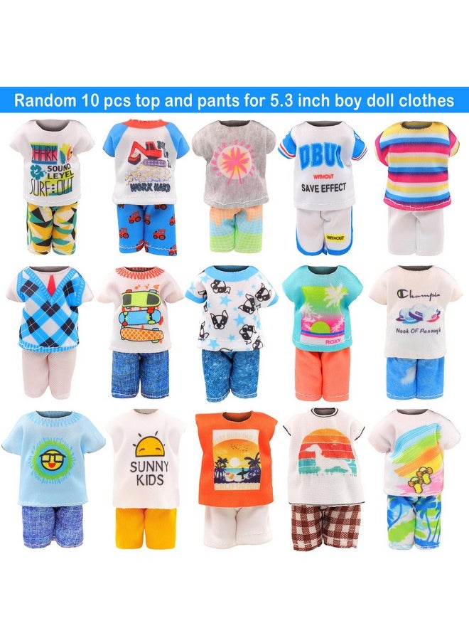 12 Pcs 5.3 Inch Boy Doll Clothes For 6 Inch Boy Doll Top And Pants Handmade Casual Wear 10 Sets Fashion Outfit For 4-6 Inch Mini Boy Doll Clothes And Accessories With 2 Pairs Of Shoes