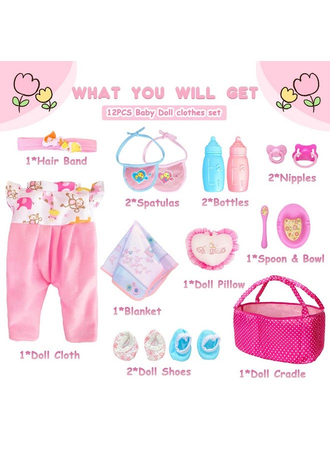 18Inch Baby Doll Accessories With Clothes, Baby Doll Accessories Toys For Children And Kids And Girls, Toddlers Play Toy For Babydoll For Little Girls