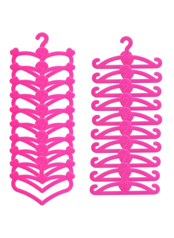 62 Pcs Pink Plastic Hangers For 11.5 Inch Doll Clothes Gown Dress Outfit Holders Accessories