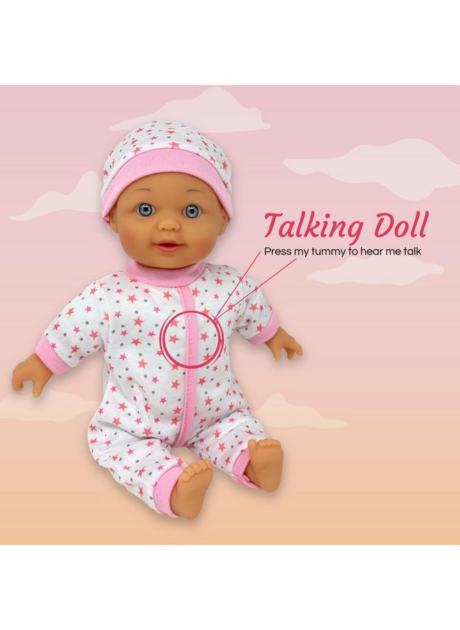 12 Inch Talking Baby Dolls For 3 Year Old Girls - Soft Body Interactive Baby Doll For Kids That Can Talk, Cry, Sing And Laugh - Makes 24 Cute Sounds