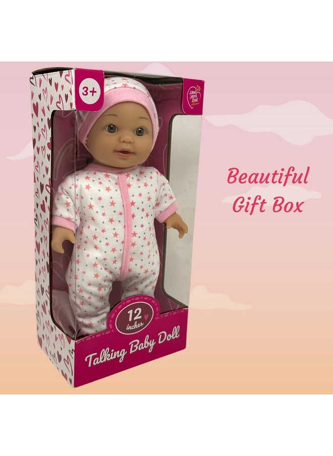 12 Inch Talking Baby Dolls For 3 Year Old Girls - Soft Body Interactive Baby Doll For Kids That Can Talk, Cry, Sing And Laugh - Makes 24 Cute Sounds