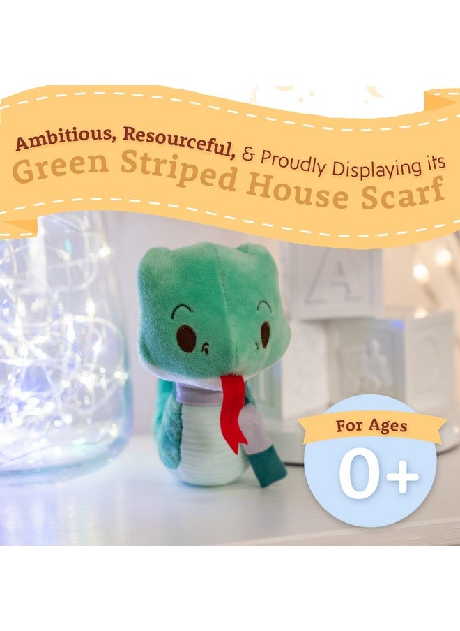 Harry Potter Slytherin Green Snake Plush Stuffed Animal With Embroidered Details And Green Stripped Scarf Hogwarts House Collectible For Babies, Toddlers, And Kids 6 Inches