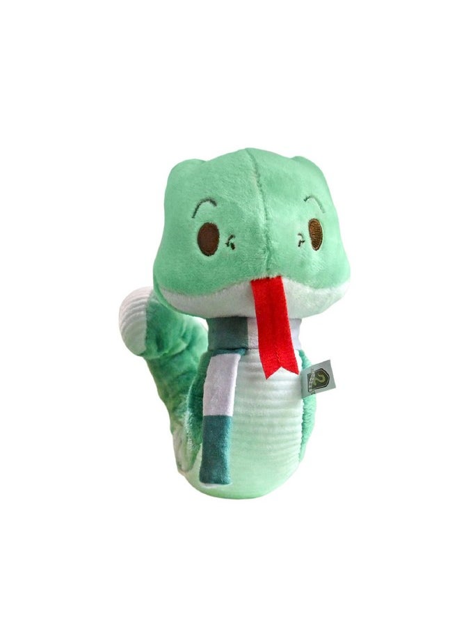 Harry Potter Slytherin Green Snake Plush Stuffed Animal With Embroidered Details And Green Stripped Scarf Hogwarts House Collectible For Babies, Toddlers, And Kids 6 Inches