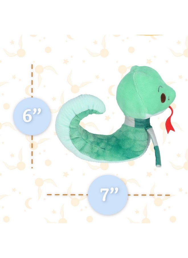 Harry Potter Slytherin Green Snake Plush Stuffed Animal With Embroidered Details And Green Stripped Scarf Hogwarts House Collectible For Babies, Toddlers, And Kids 6 Inches