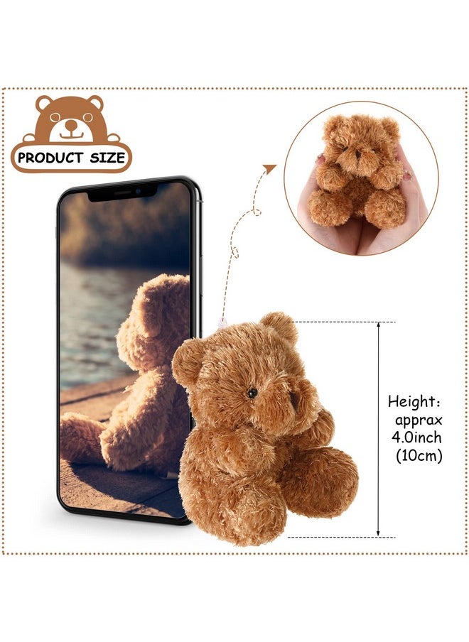 8 Pcs Mini Plush Bears 4'' Small Bear Bulk Stuffed Animal Toys Tiny Soft Bear Doll Present Stuffers For Keychain Baby Shower Party Favors Supplies(Blue, Brown, Apricot)