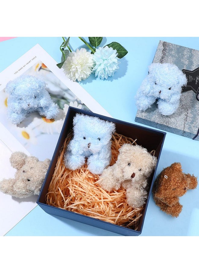 8 Pcs Mini Plush Bears 4'' Small Bear Bulk Stuffed Animal Toys Tiny Soft Bear Doll Present Stuffers For Keychain Baby Shower Party Favors Supplies(Blue, Brown, Apricot)