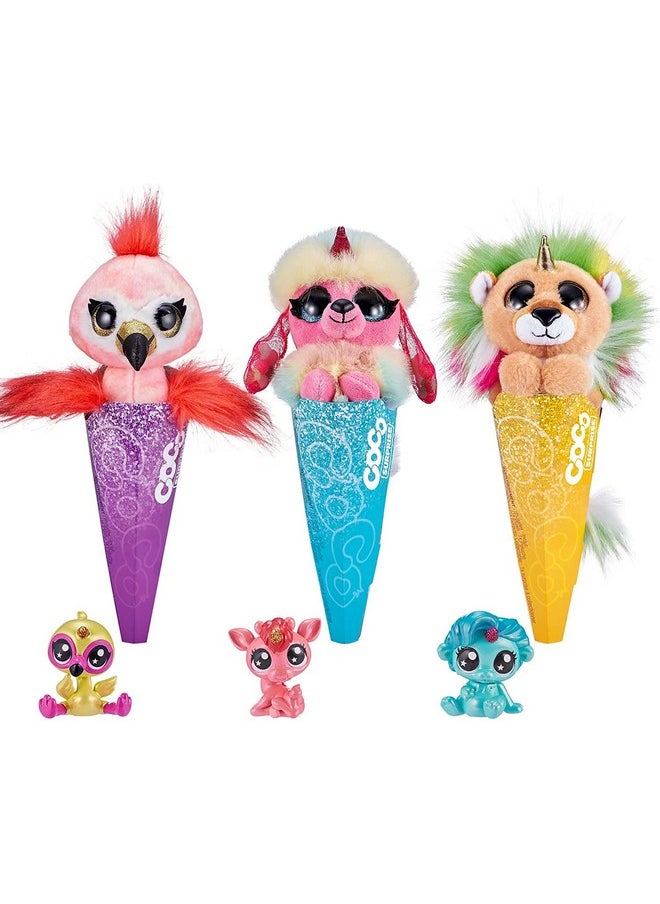 Coco Surprise Fantasy (3 Pack) By Zuru Plush Toys With Baby Collectible Surprise In Cone, Plush For Girls And Kids (Style May Vary)