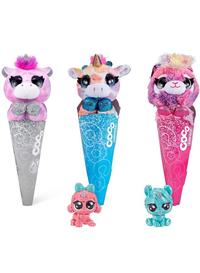 Coco Surprise Fantasy (3 Pack) By Zuru Plush Toys With Baby Collectible Surprise In Cone, Plush For Girls And Kids (Style May Vary)