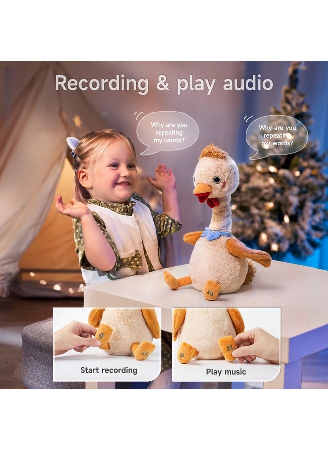 Dancing Talking Chicken Toy, Mimicking Twisting Neck Flapping Wings Electronic Pet Soft Plush Chick Toy,Singing, Recording, Repeating, Baby Toddler Interactive Toys For Boys Girls Gifts