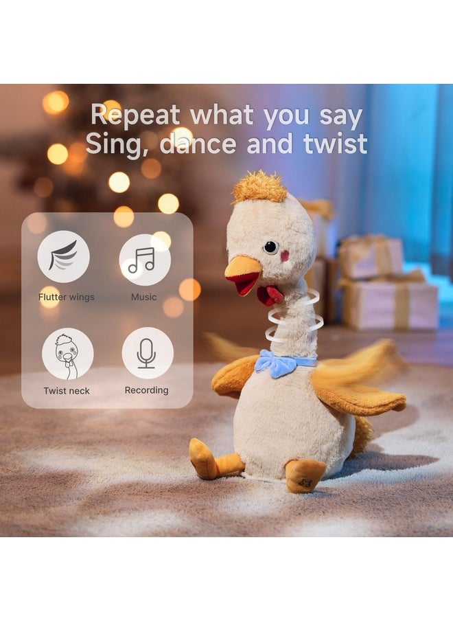 Dancing Talking Chicken Toy, Mimicking Twisting Neck Flapping Wings Electronic Pet Soft Plush Chick Toy,Singing, Recording, Repeating, Baby Toddler Interactive Toys For Boys Girls Gifts