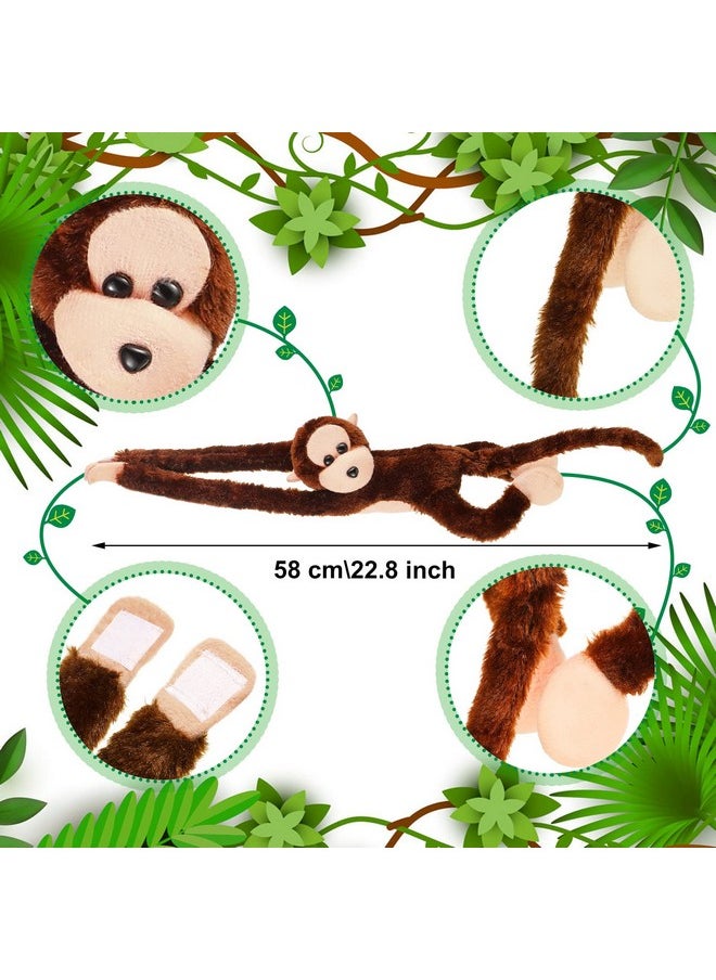 6 Packs Hanging Monkey Stuffed Animal Monkey Toy With Hook And Loop Fasteners Hands Stuffed Monkey Plush Toys For Kids (24 Inch)