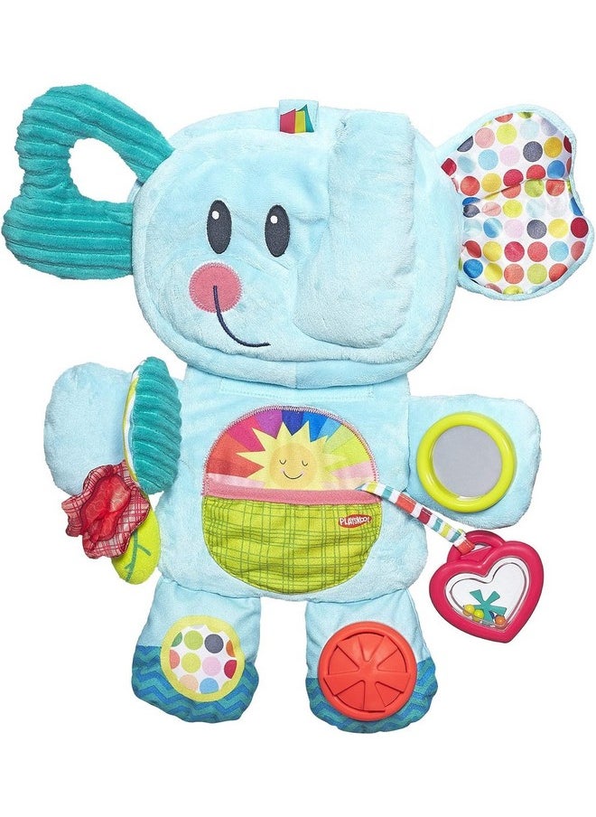 Fold 'N Go Elephant Stuffed Animal Tummy Time Toy For Babies 3 Months And Up, Blue (Amazon Exclusive)