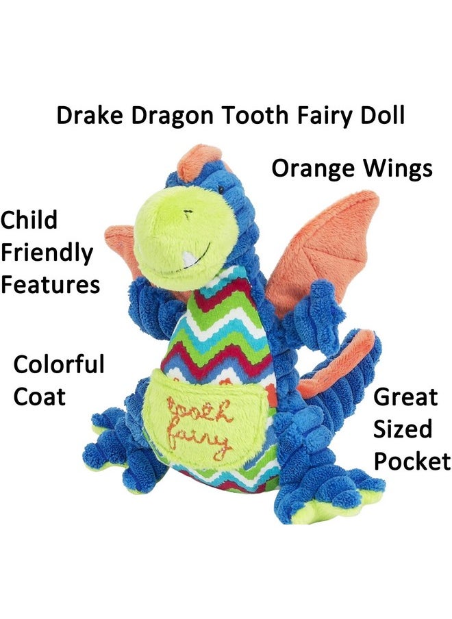 Tooth Fairy Plush Pillow W/Tooth Fairy Book Set (Drake Dragon Tf/Loose Tooth)